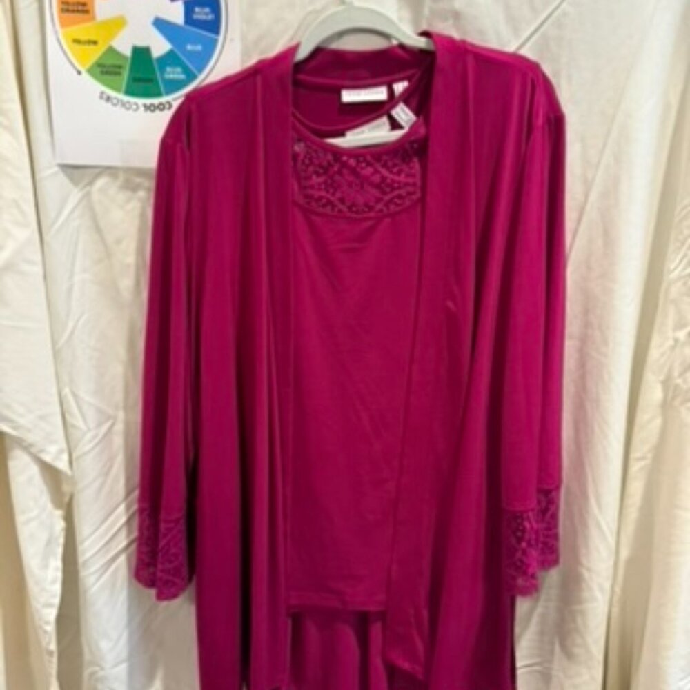 Susan Graver Jacket & Tank w/Lace 2X